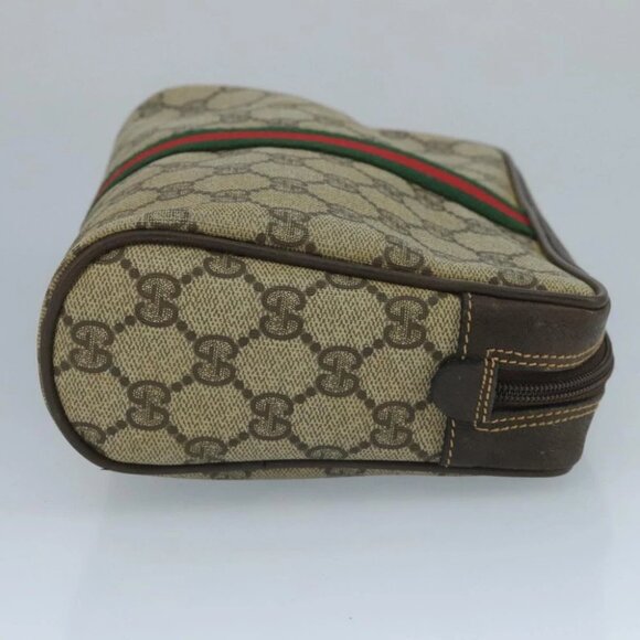 GUCCI GG Supreme Web Sherry Line Clutch Bag PVC Beige 32 014 3553 Auth 109848 - Picture 15 of 16